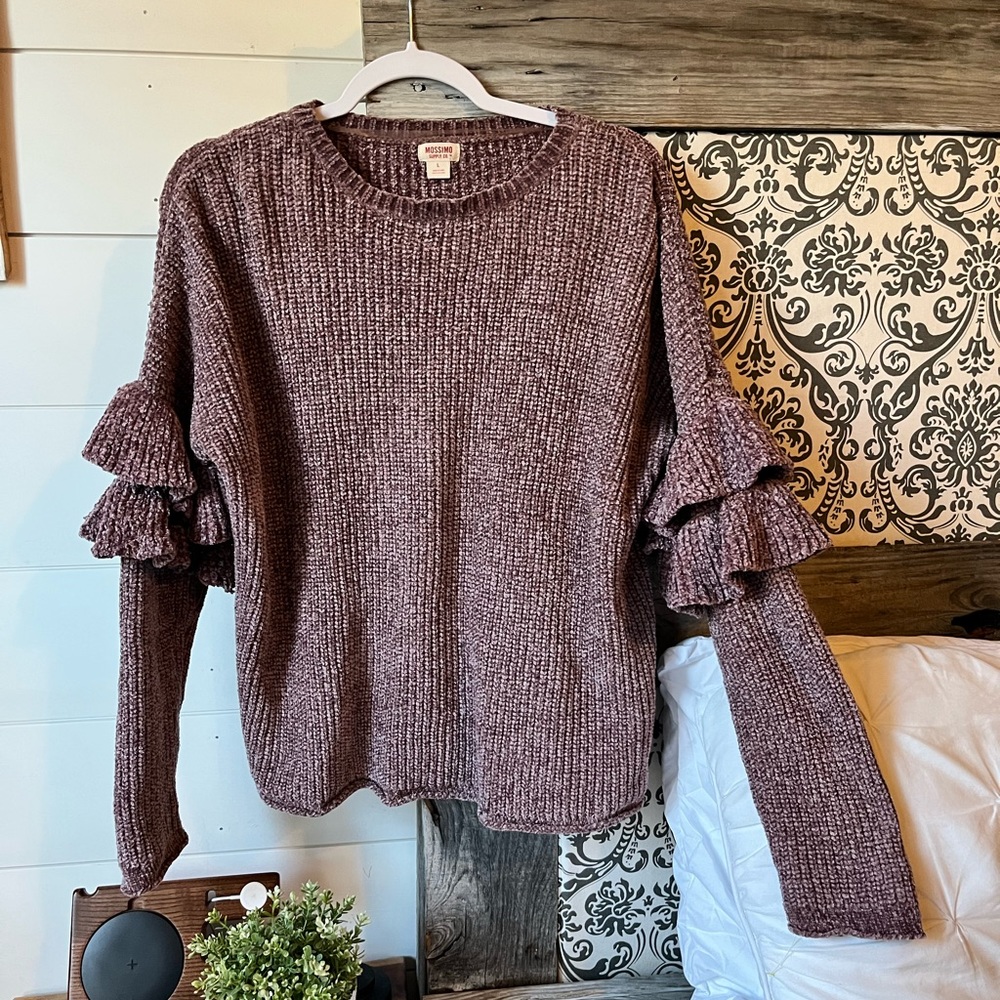 Chenile type purple ruffle sweater 💜